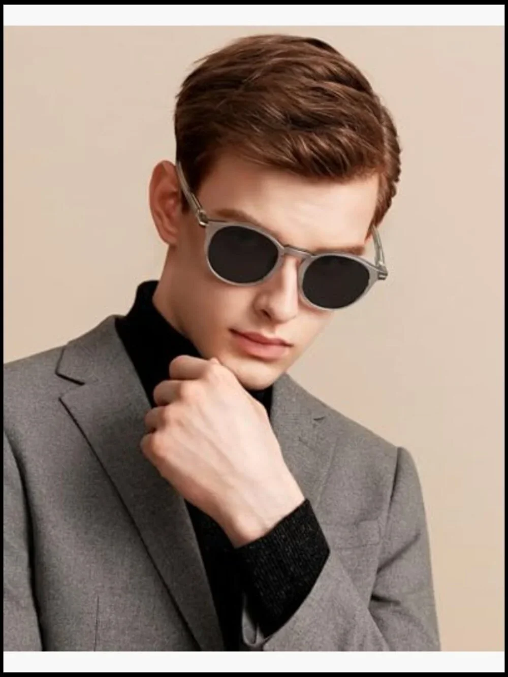 Round Acetate Polarized Sunglasses with UV Protection Men Keyhole Style